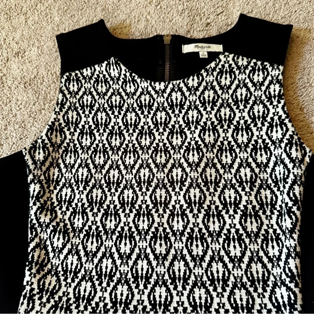 MADEWELL Afternoon Dress Diamond Jacquard Tribal Black White Sleeveless Sz Small - Picture 11 of 14